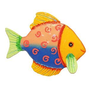 Whimsical Fun Butterfly Fishy Fish Yellow Fins Haitian Metal Art Wall Decor